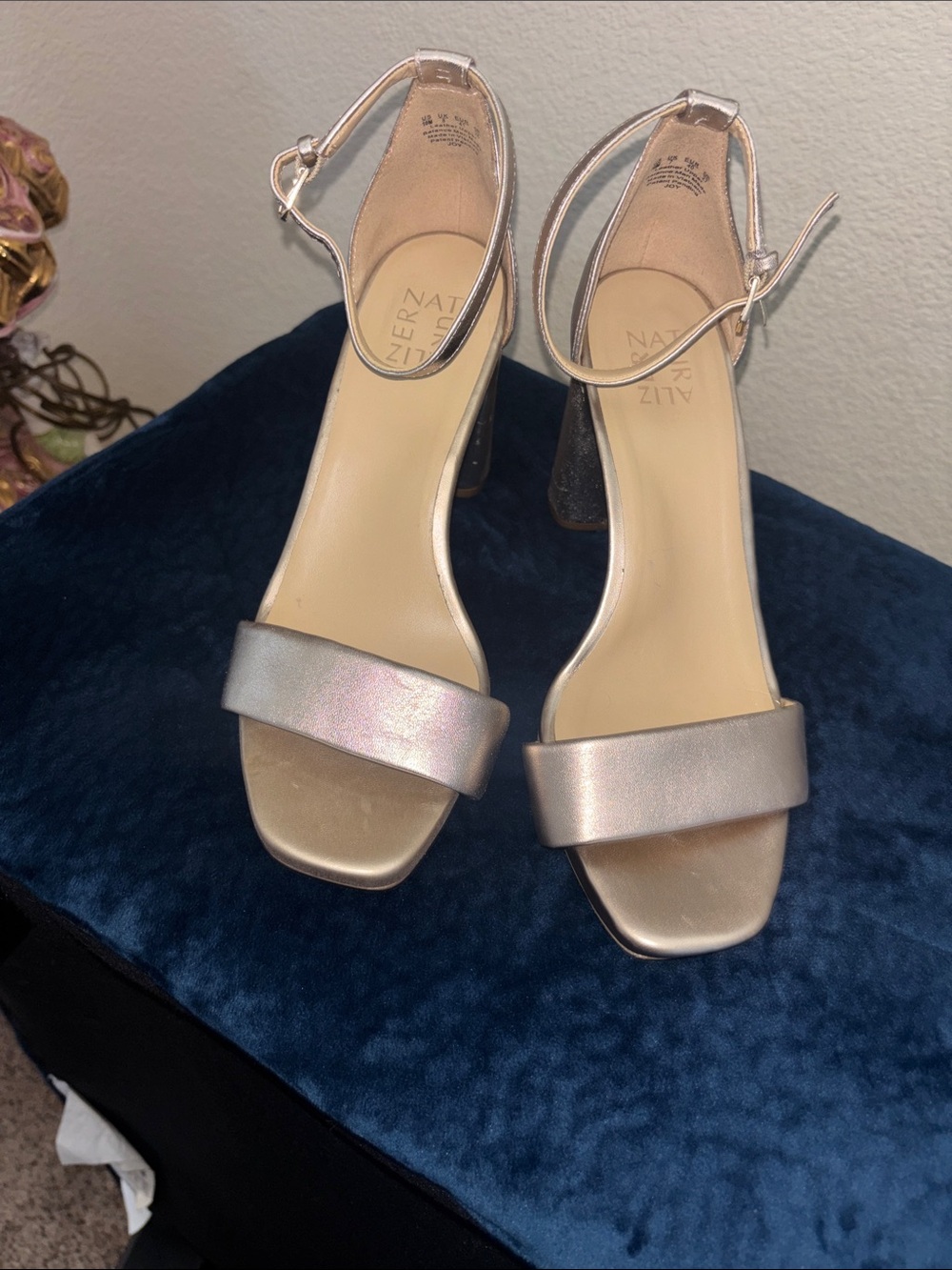 Naturalizer Iridescent Block Heel Ankle-Strap Sandals